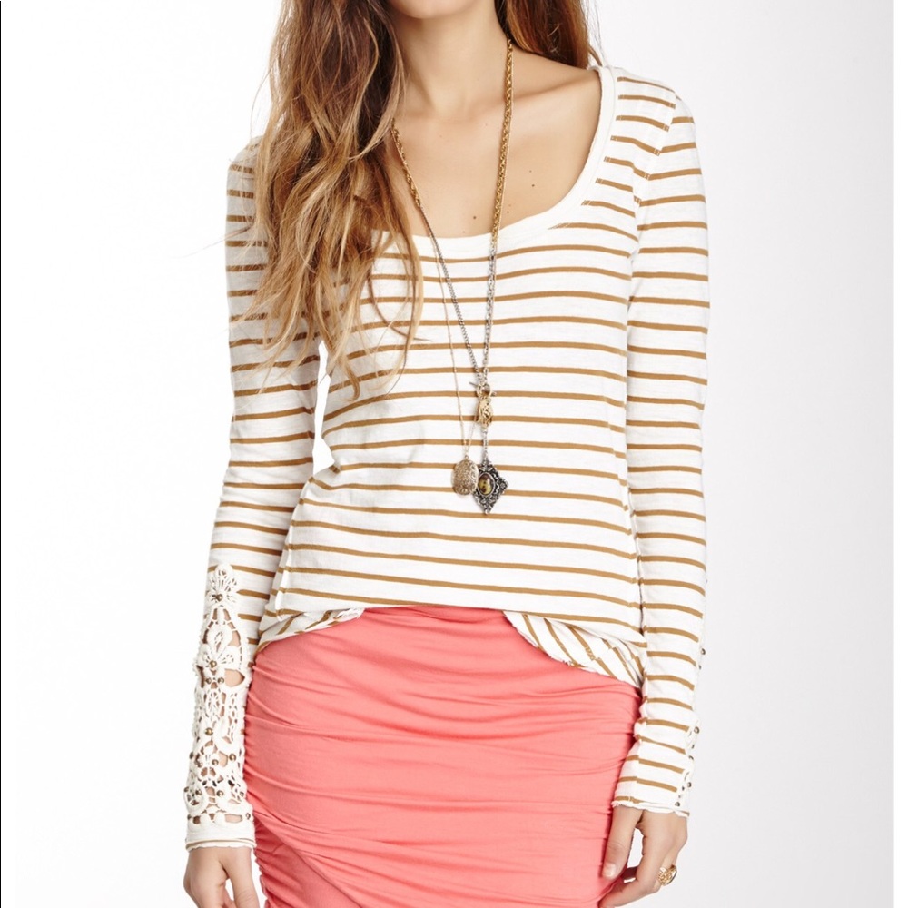 Free People mustard stripe tee/tunic